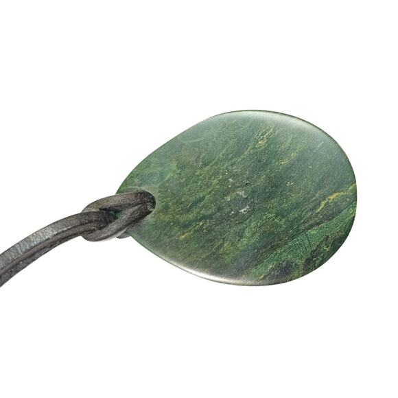 Hand-Carved Verdite Mask Pendant on Leather Cord Necklace | South African Style - Picture 4 of 4